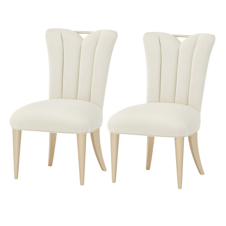 Elegant Upholstered Dining Chairs Set of 2 &ndash; Champagne Finished Side Chairs