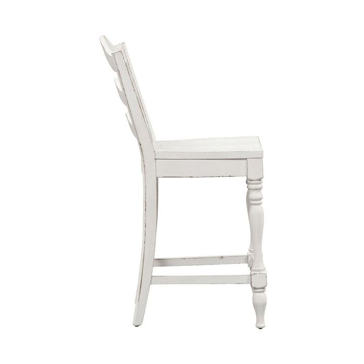 Liberty Furniture Magnolia Manor Ladder Back Counter Chair (RTA)-Set of 2 in Antique White