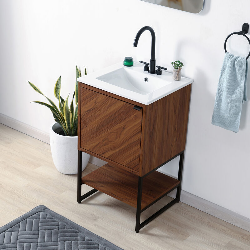 Juhl 20 in. W x 18 in. D x 33 in. H Chevron-Front Modern Minimalist 2-Shelf Bath Vanity Cabinet Only (Sink Basin Not Included)