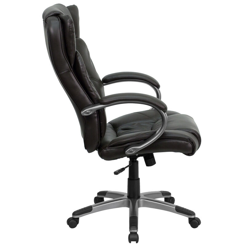 Hansel High Back     LeatherSoft Executive Swivel Office Chair with Titanium Nylon Base and Loop Arms