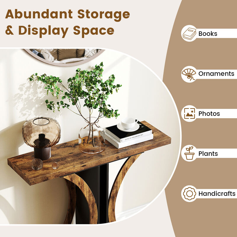 Entryway Rectangular Console Table with Modern Geometric Frame image number 7