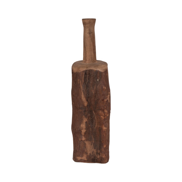 21" Reclaimed Wood Bottle Object, Brown