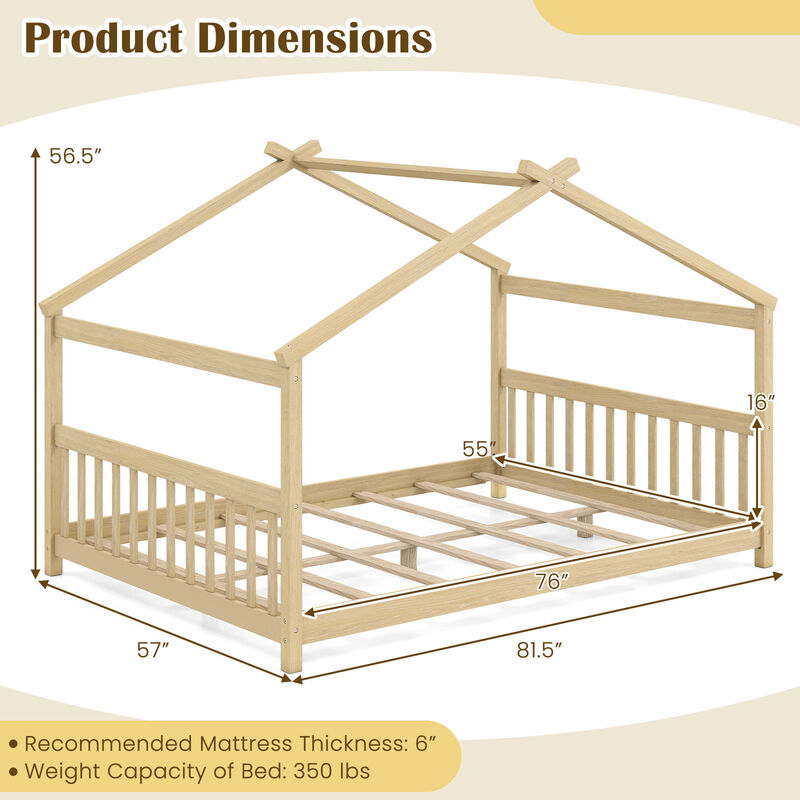 House Bed Frame with Headboard for Kids Bedroom image number 2