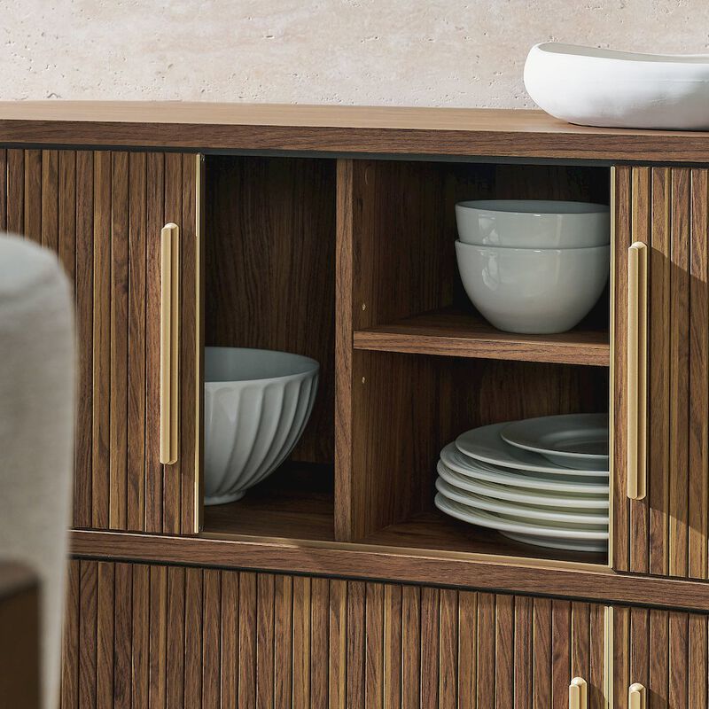 Radcliffe 63" Curved Fluted Sideboard Buffet Cabinet image number 9