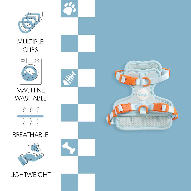 Arlo Adjustable Soft Padded No Pull Pet Harness with 3 Buckles and 3 Leash Clips