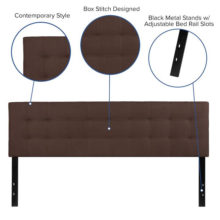 Flash Furniture Tufted Upholstered King Size Headboard in Dark Brown Fabric