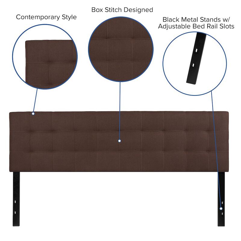 Flash Furniture Tufted Upholstered King Size Headboard in Dark Brown Fabric image number 1