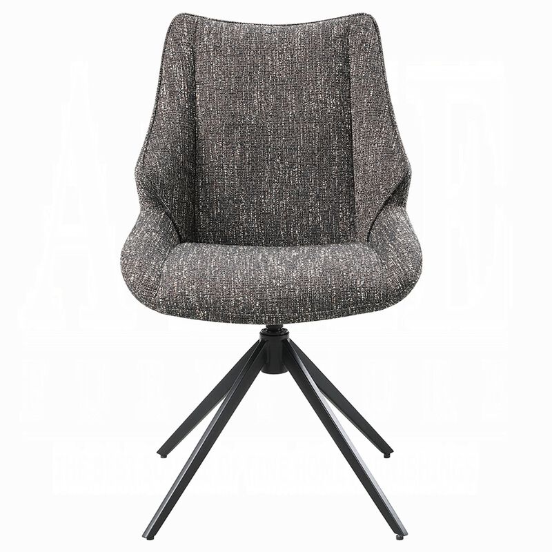 Maik Swivel Side Chair Set of 2, Wingback, Star Iron Base, Brown Chenille image number 2
