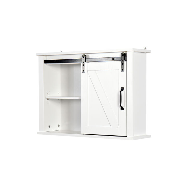 Bathroom Wall Cabinet with 2 Adjustable Shelves Wooden Storage Cabinet with a Barn Door 27.16x7.8 x 19.68 inch