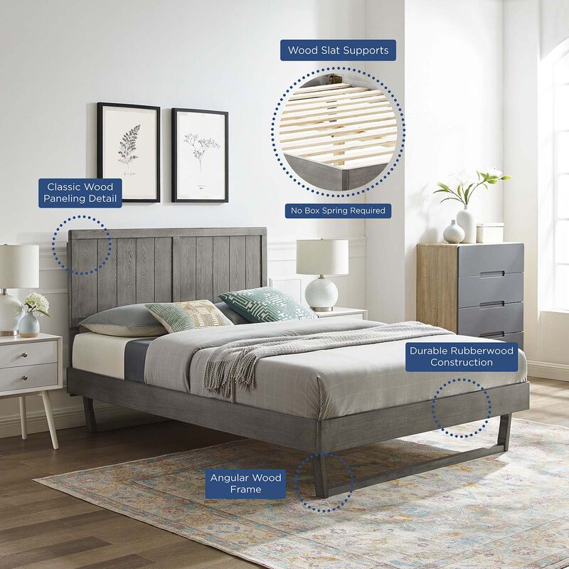 Modway - Alana King Wood Platform Bed With Angular Frame image number 9
