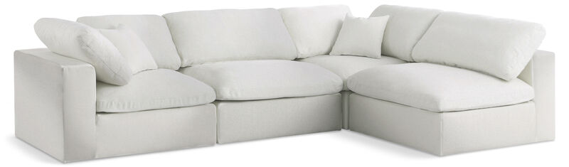 Meridian Furniture Serene Cream Linen Textured Fabric Deluxe Comfort Modular Sectional
