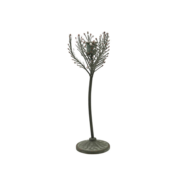 Iron Taper Holder with Hand-Painted Botanical Motif