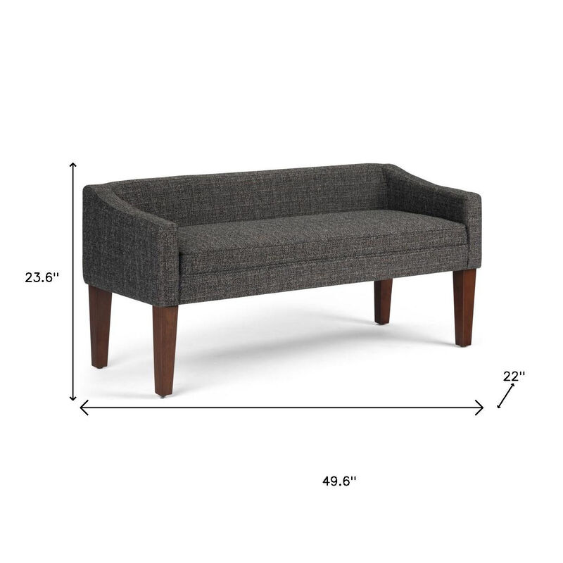 HomeRoots 50" Beige and Brown Fabric and Wood Upholstered Bench image number 4