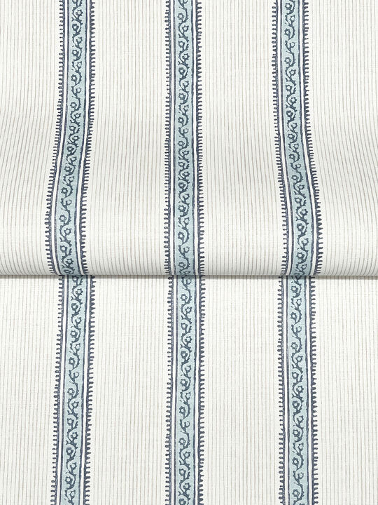 Mandevilla Blue Vine Stripe Wallpaper (Set of 2)