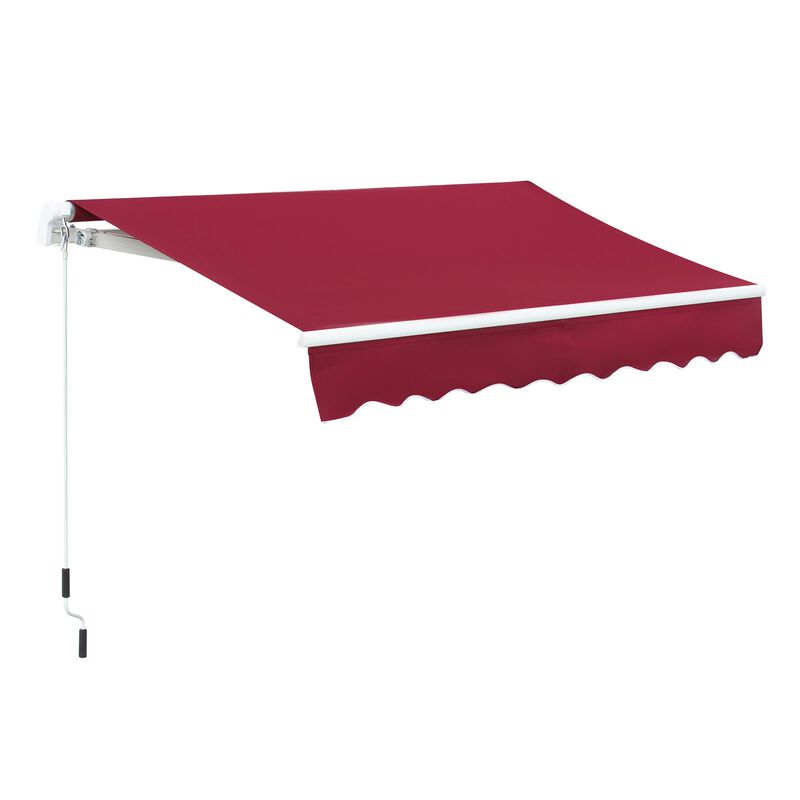 Wine Red Patio Cover: 8'x7' Retractable Awning with Crank Handle
