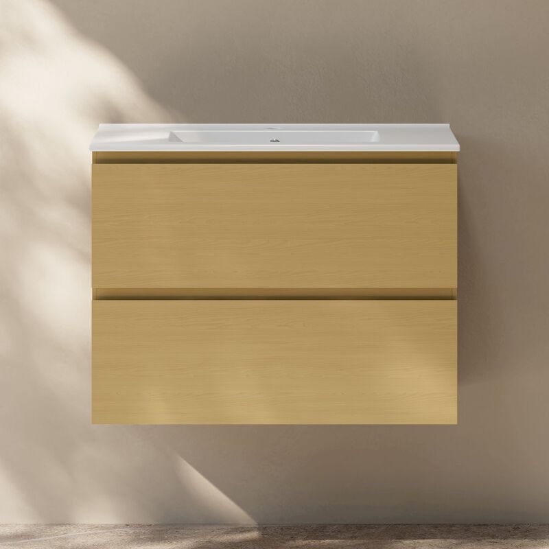 Liberte 30" Wall-Mounted Bathroom Vanity in Natural Oak with Sink Top image number 5