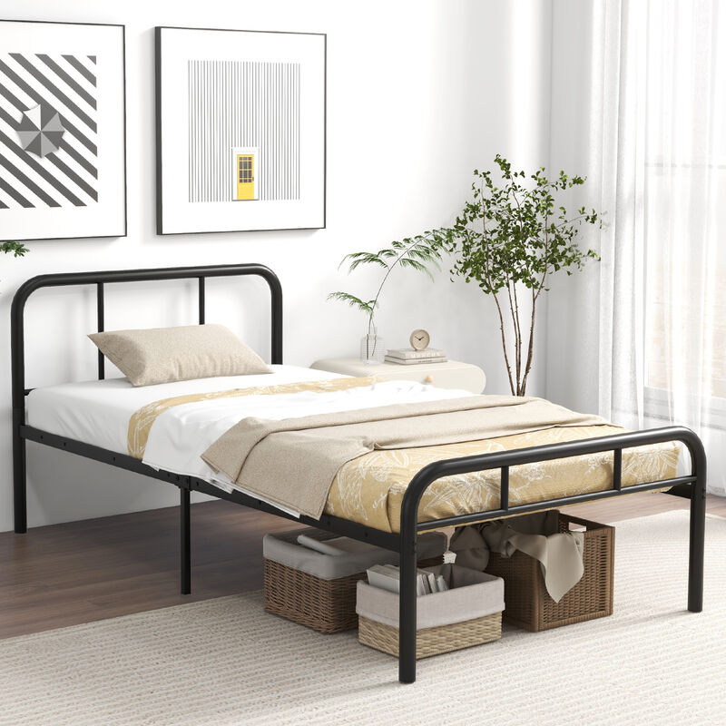 Modern Metal Platform Bed with Headboard and Footboard
