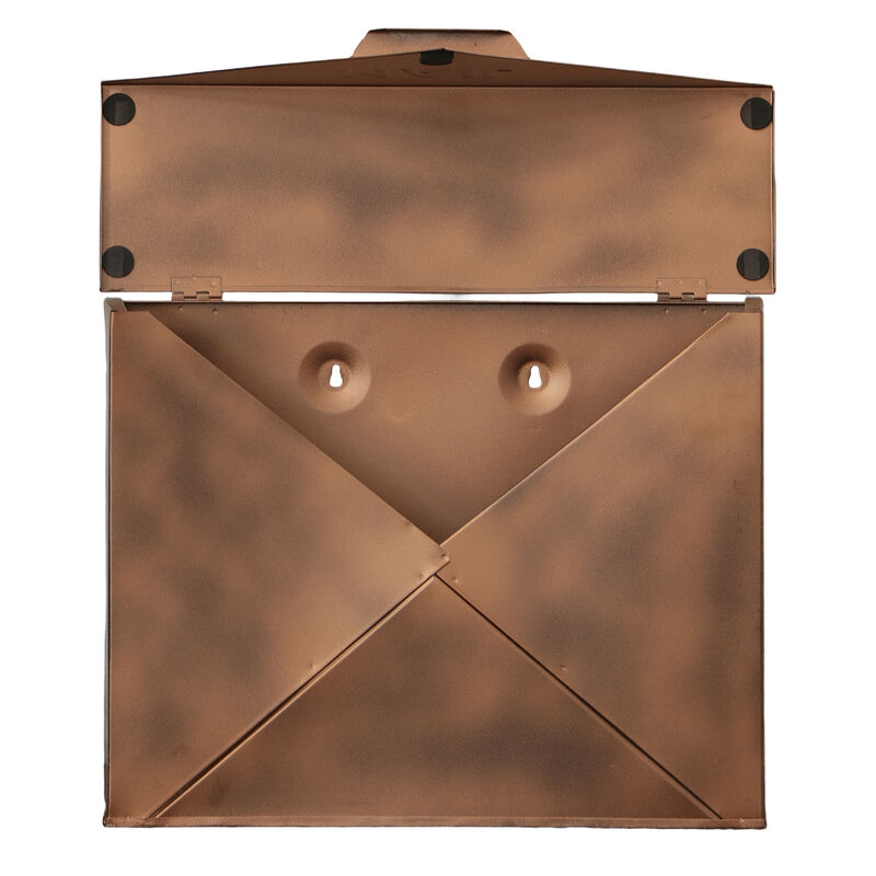 Envelope Shaped Wall Mount Metal Mail Box, Copper-Benzara image number 7