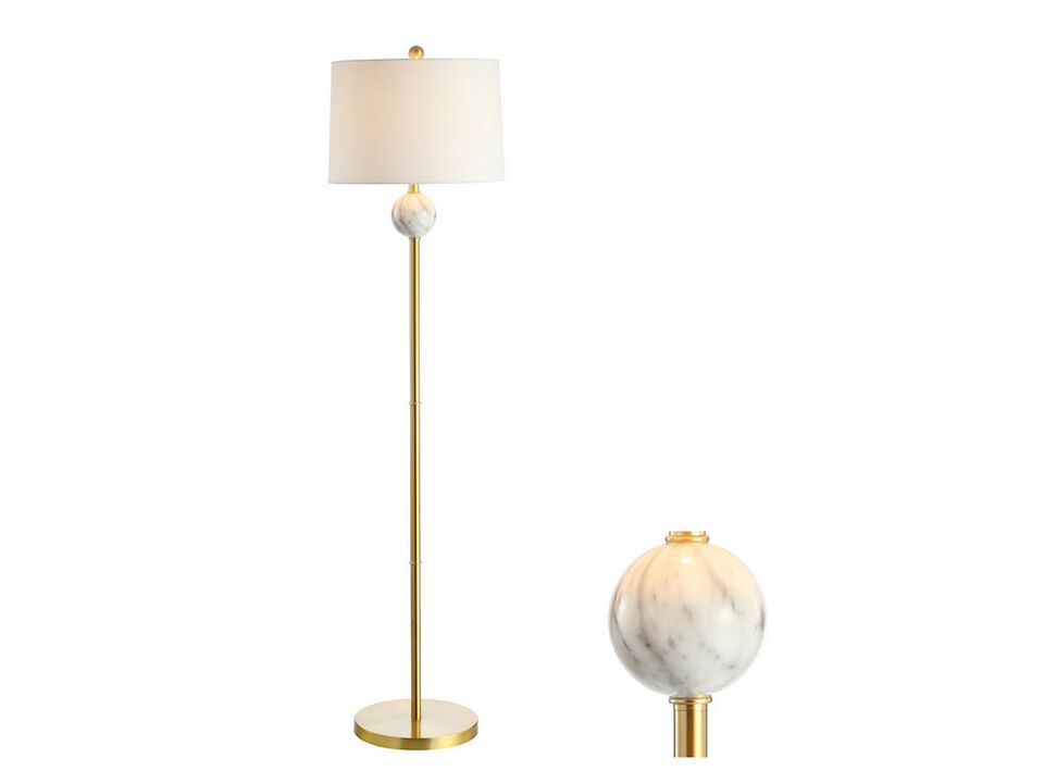 Vaughn 60" Modern Metal/Resin LED Floor Lamp, Brass Gold/White