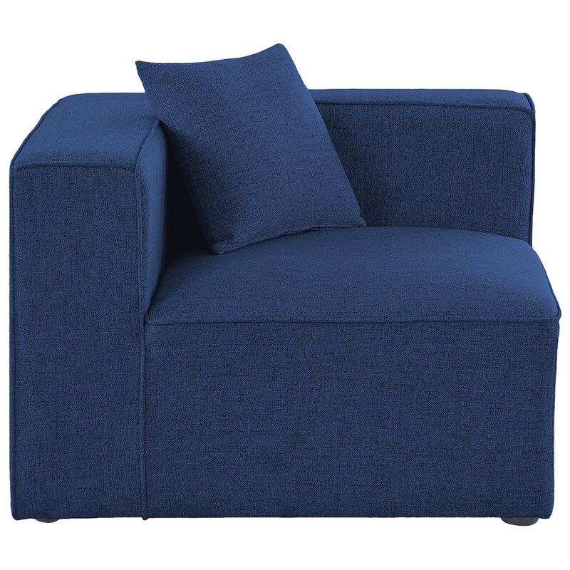 Meridian Furniture Cube Navy Durable Linen Textured Corner Chair