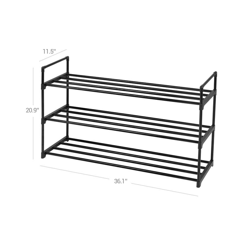 3-Tier Metal Shoe Rack - Tower Shelf Storage Organizer Cabinet