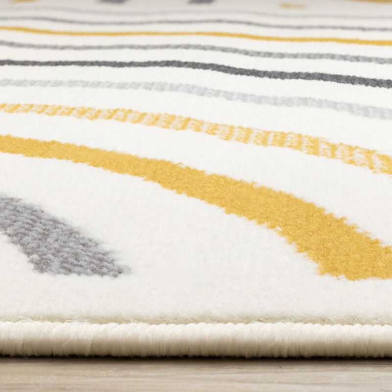 Novelle Home Functional Style Yellow Grey White Curves Rug, 6'7 x 9'6 image number 6