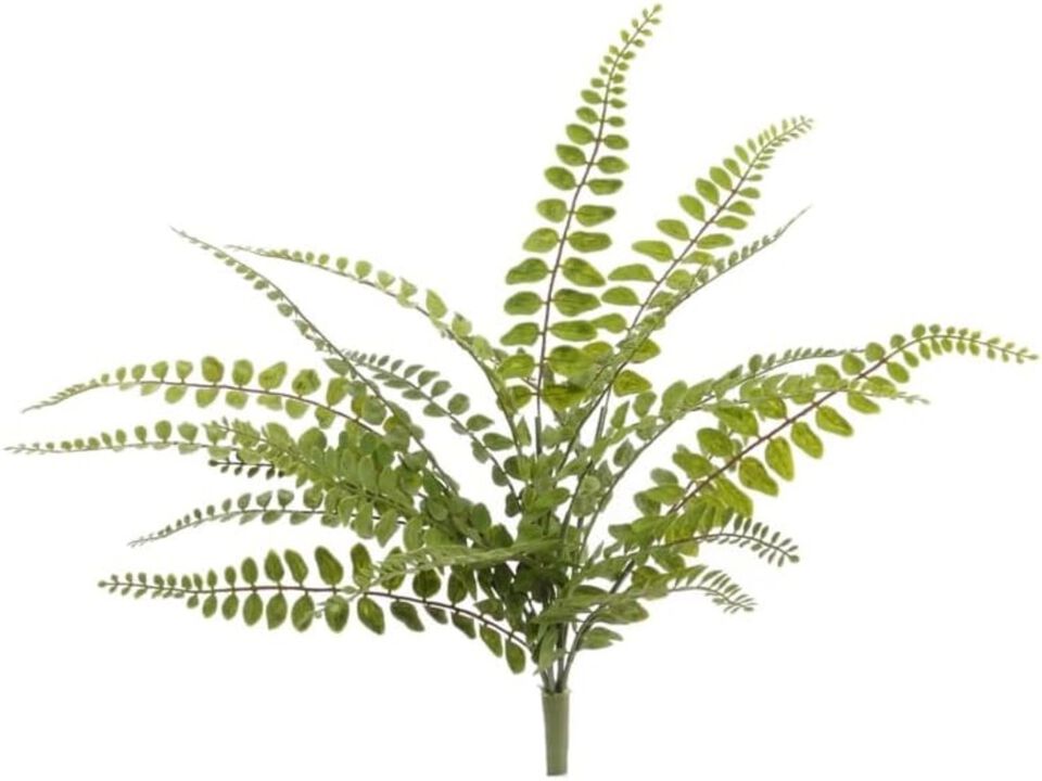 Set of 12: Artificial Buckler Fern Bush with 7 Lifelike Fronds | 20-Inch | UV Resistant | Indoor/Outdoor Use | Faux Greenery | Patio & Garden | Home & Office Decor
