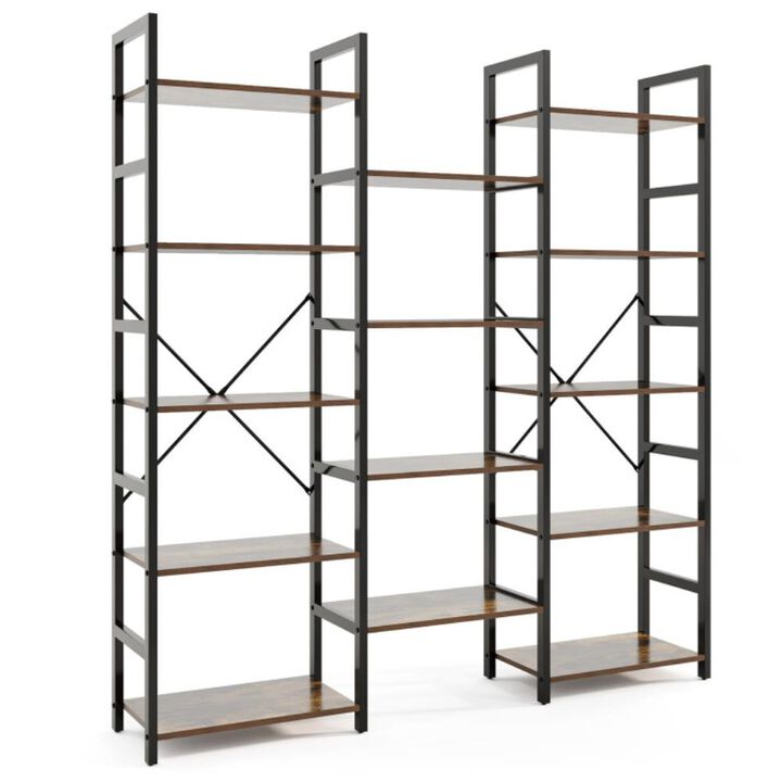 Hivvago 5-tier Triple Wide Heavy-duty Metal Frame Industrial Bookshelf
