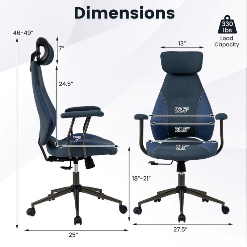 High Back Office Chair with 2D Adjustable Headrest and Rocking Feature image number 2