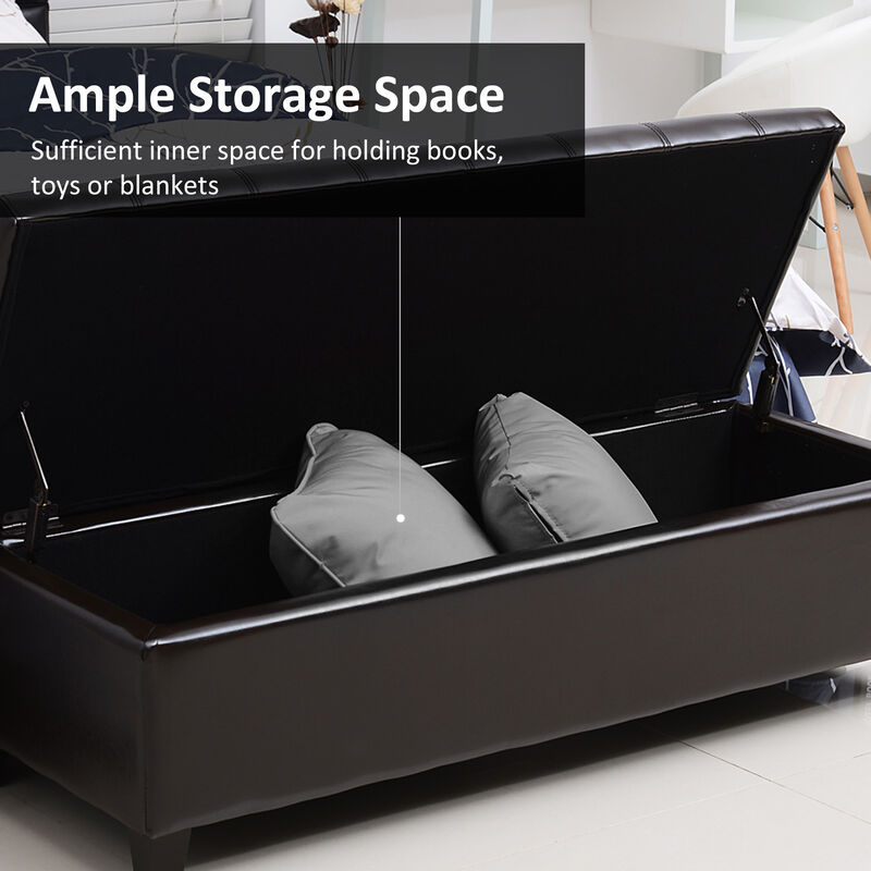 51" Tufted Top Storage Ottoman Bench PU Leather Organizer Chair Footstool Large