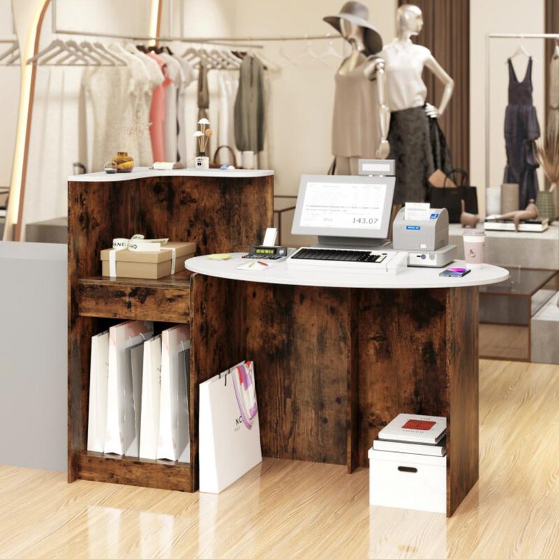 Hivvago Modern Reception Desk Front Counter Desk with Oval Tabletop