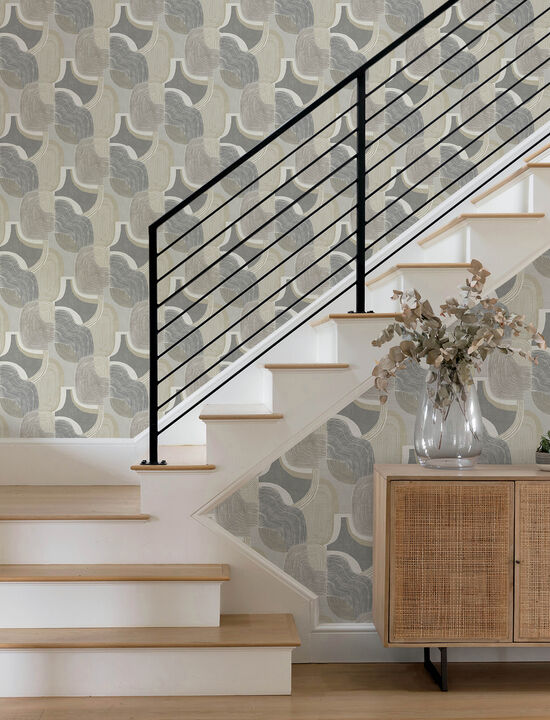 Hollace Slate Geometric Wallpaper (Set of 2)