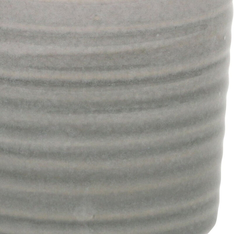 HomeRoots Blue Ceramic 22 Ounce Striped Round Distressed Pot Planter image number 3