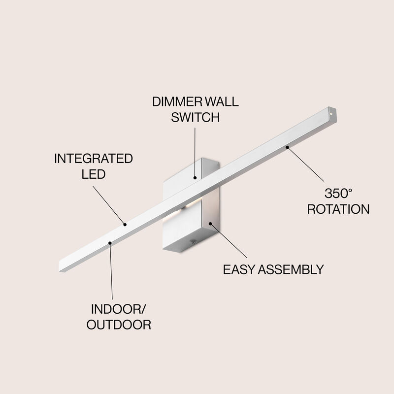 Vara Modern Minimalist Indoor/Outdoor Metal 350-Degree Rotatable Dimmable Integrated LED Wall Sconce