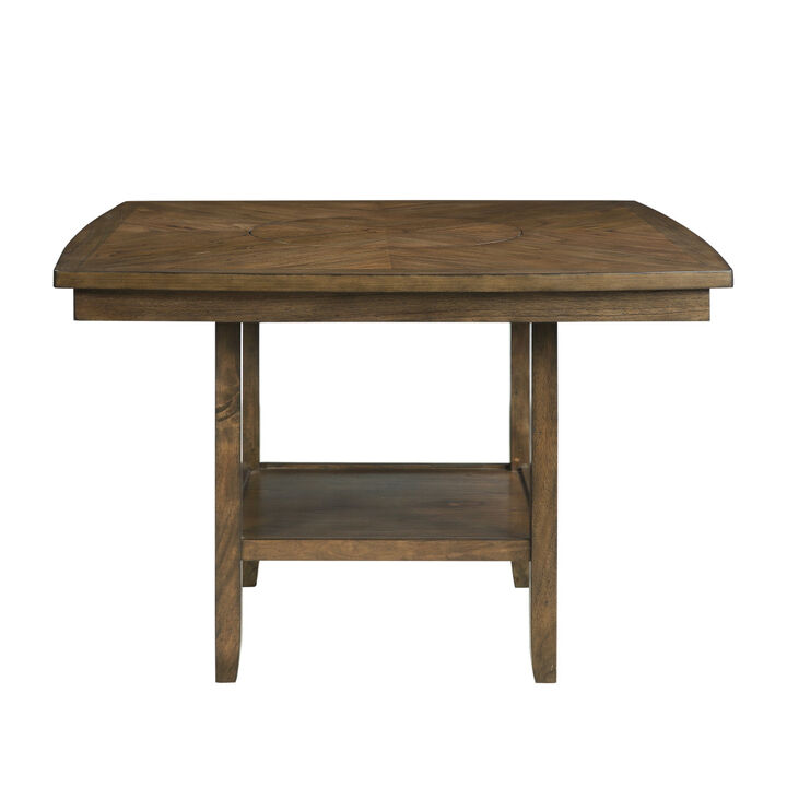 Light Oak Finish 1pc Counter height Table with Functional Lazy-Susan and Display Shelf Wooden Dining Furniture