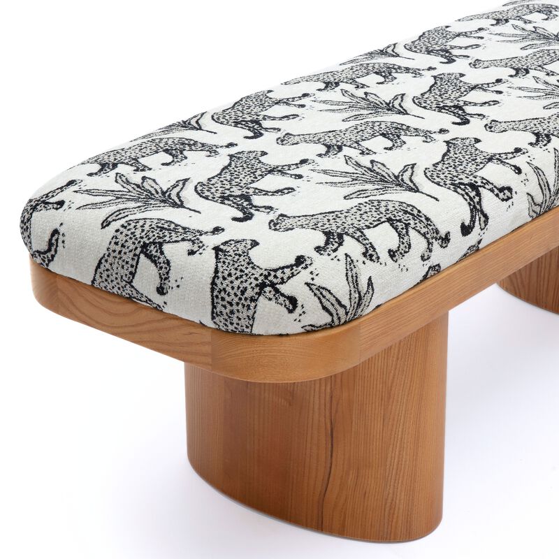 Ollie 48" Neutral Floral Jacquard Bench image number 3