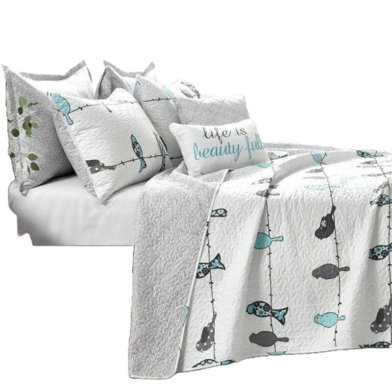 Birds on Wire 7-Piece Lightweight Quilt Set, Cozy Bedding
