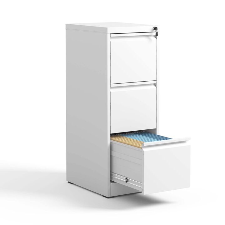 3 Drawer Metal Vertical File Cabinet with Lock Office Home Steel Vertical File Cabinet for A4 Legal/Letter Size
