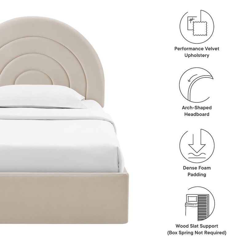 Solana Arched Performance Velvet Twin Platform Bed image number 3