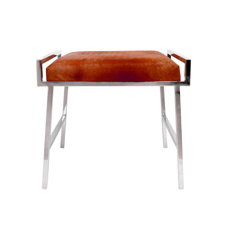 Pasargad Home Eira Brown Cowhide Stool