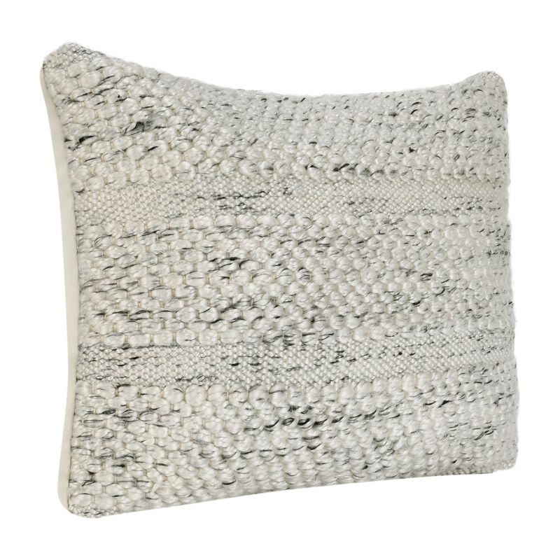 Dolu Lumbar Throw Pillow, Hand Woven Texture, 20 Inch Recycled, Ivory - Benzara