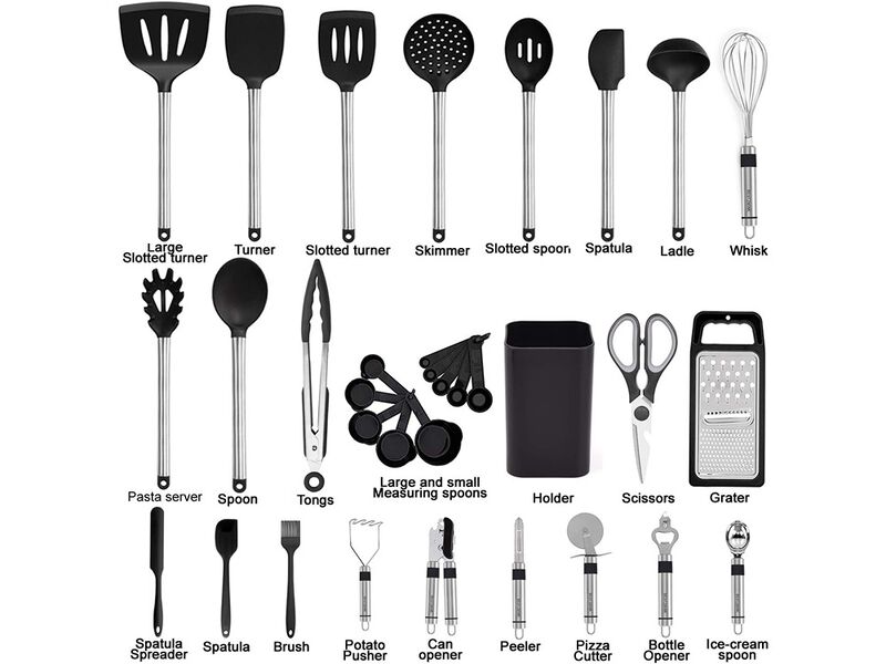 BESTZMWK Kitchen Utensil Set-Silicone Cooking Utensils-33 Kitchen Gadgets