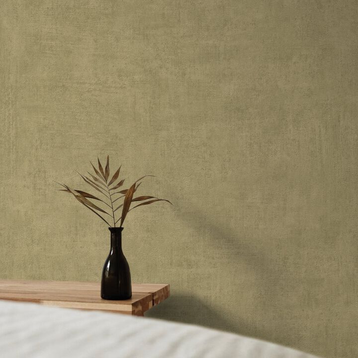 Orom II Patinated Plain Green Wallpaper A51515