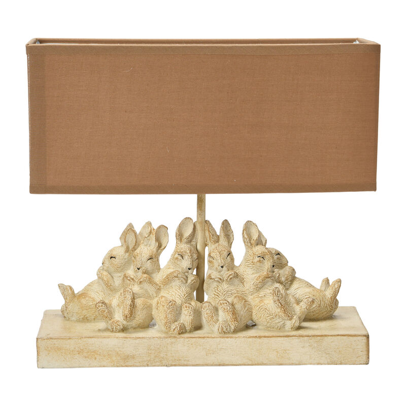 Resin Rabbit Table Lamp with Rectangle Linen Shade, Bronze Finish image number 0