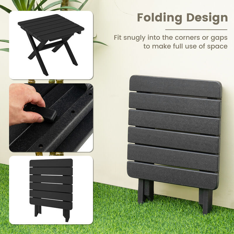 Outdoor Folding Side Table Foldable Weather-Resistant HDPE Adirondack Table