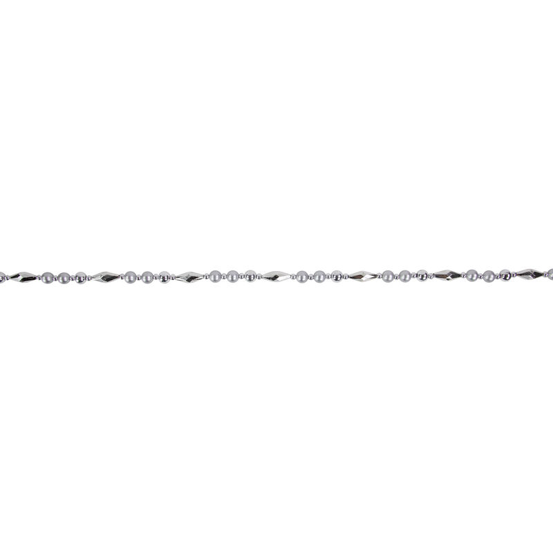 9' Silver Shiny and Matte Beaded Christmas Garland image number 4