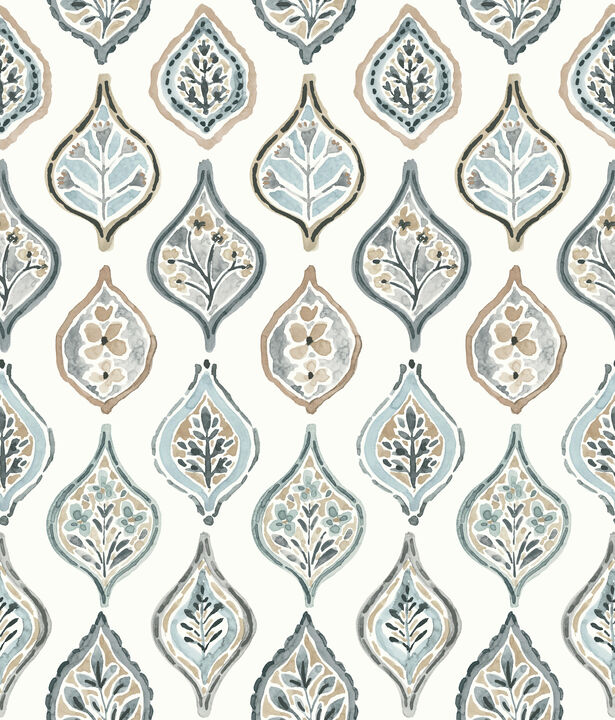 Marketplace Motif White & Neutral Wallpaper