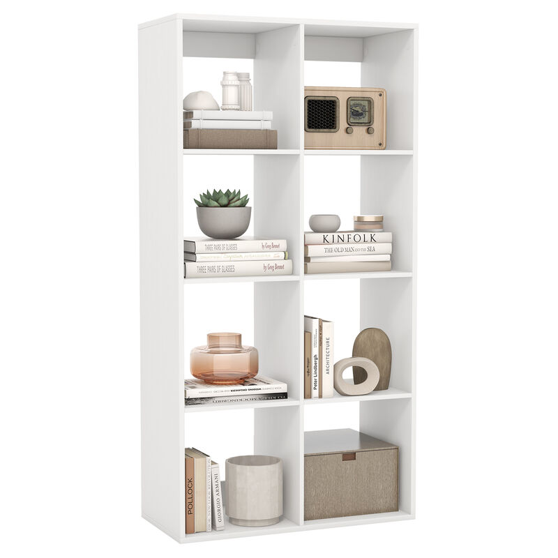 8 Cube Bookshelf with Back Guardrail for Living Room Bedroom
