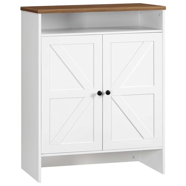 Farmhouse Shoe Storage Cabinet with Hidden Space and Adjustable Shelf-White
