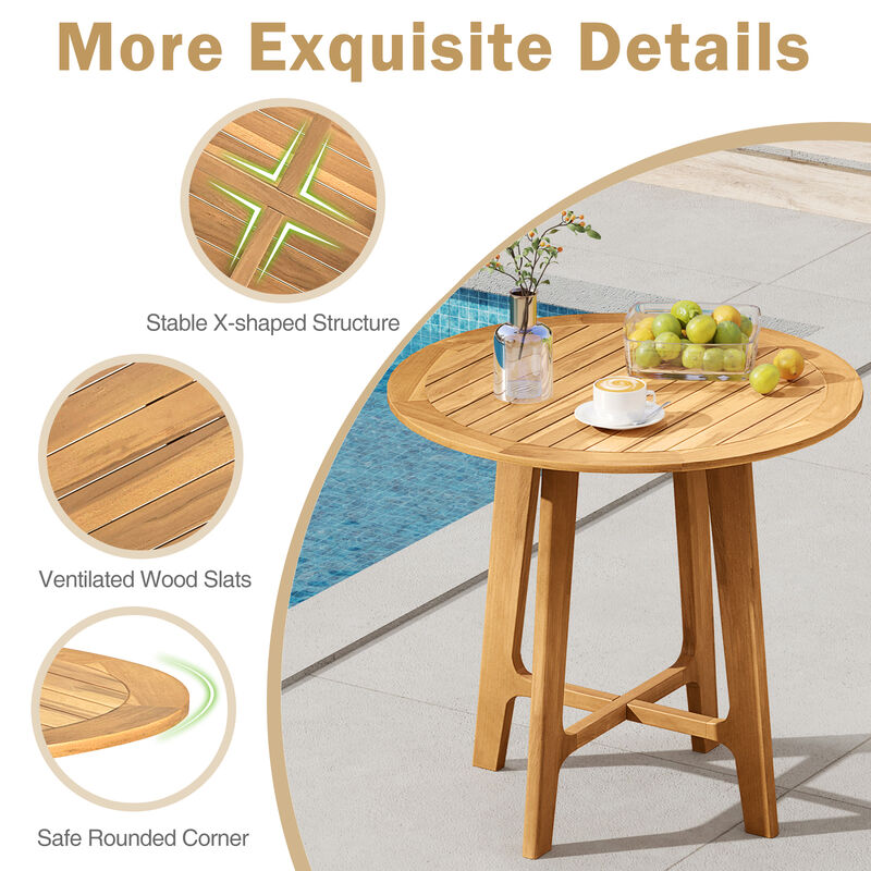 Patio Dining Table with Slatted Tabletop and X-shaped Frame
